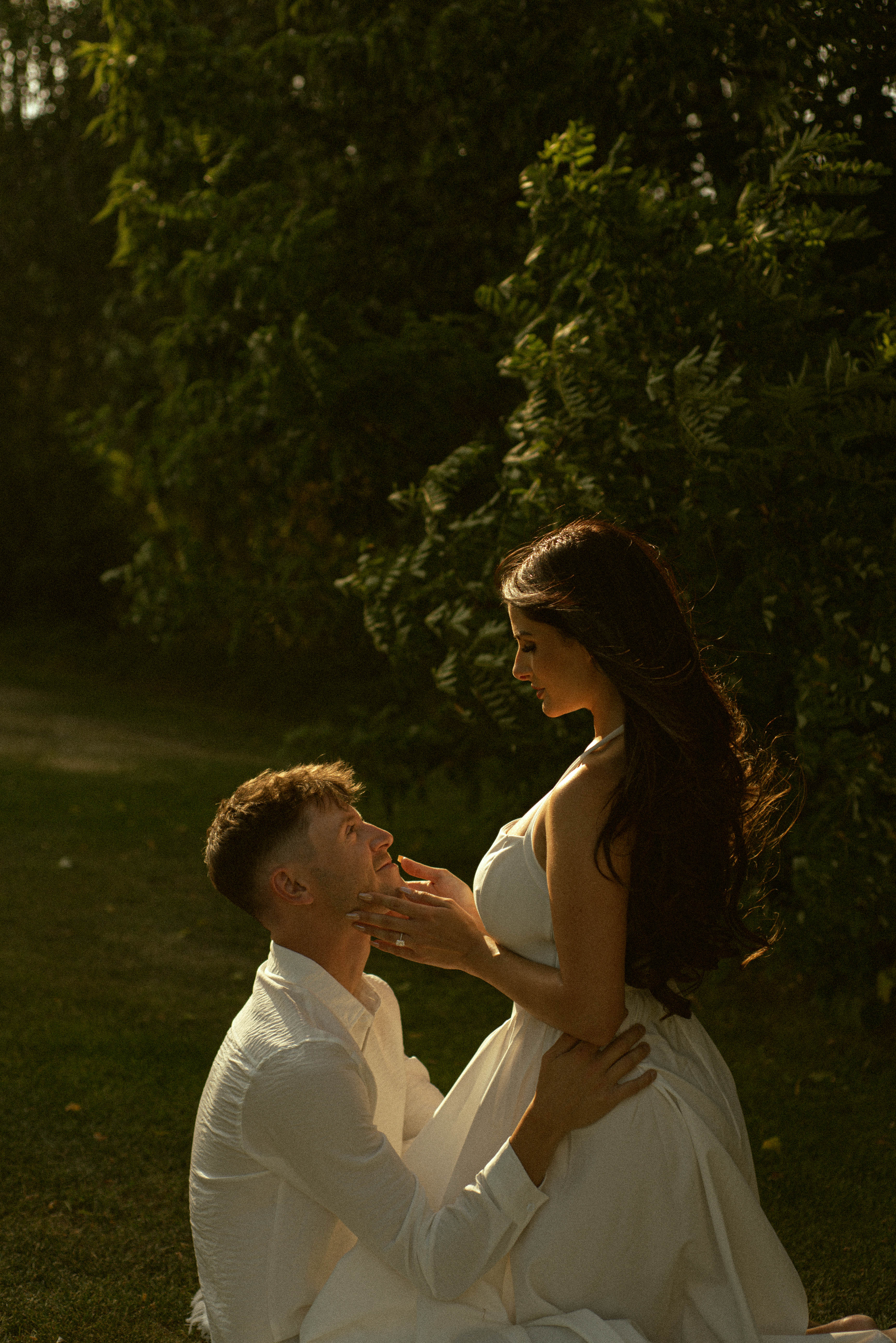 Engaged Couple Looking at Eachother - Kelowna Proposal