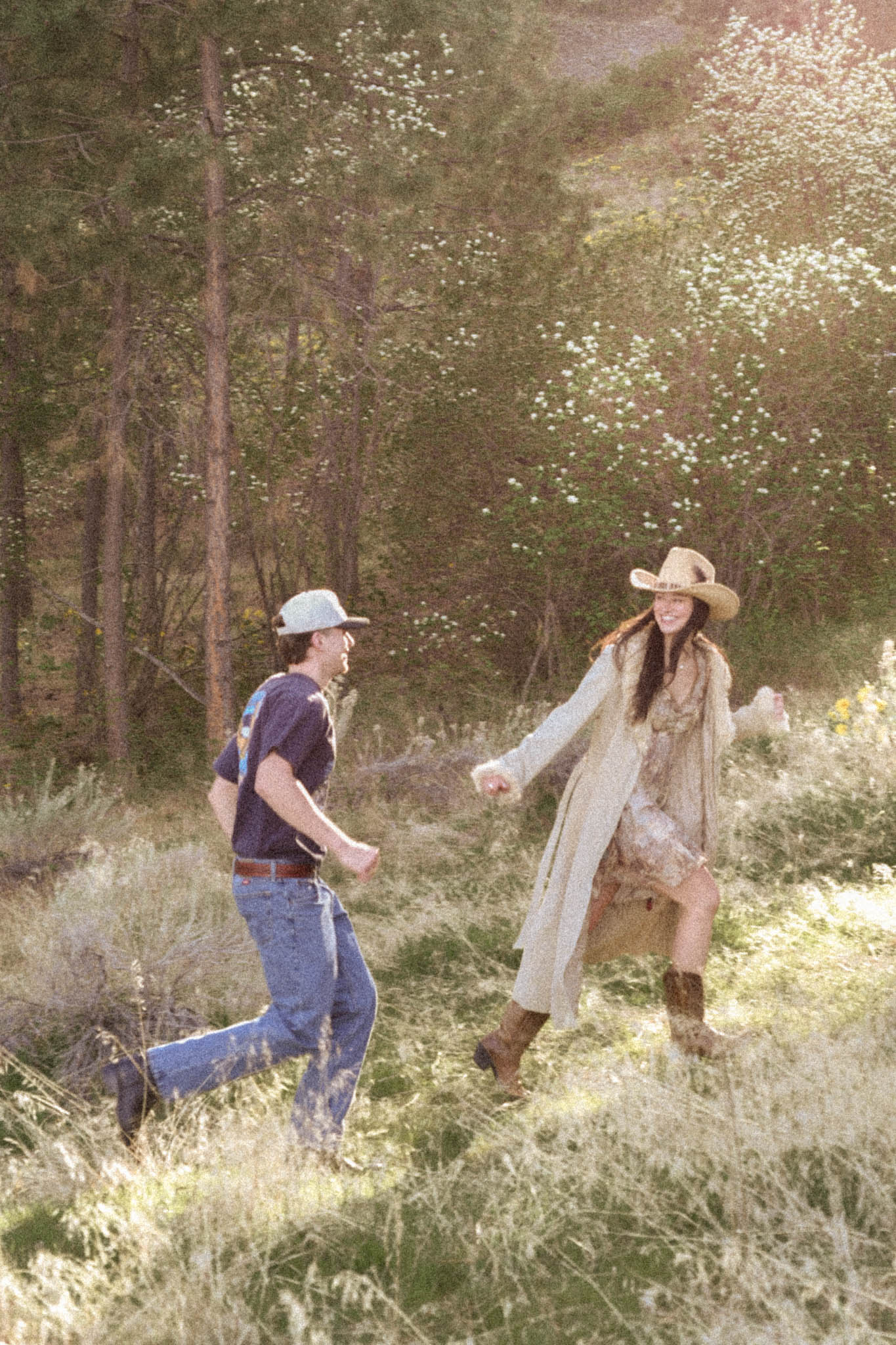 People walking up a hill